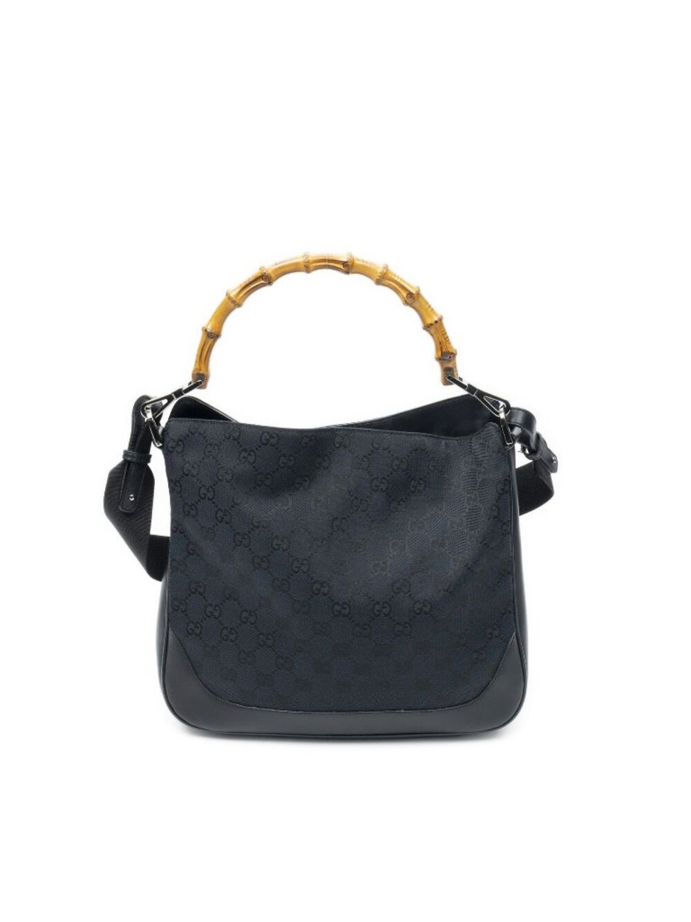 Gucci Bamboo Shoulder Hobo Black GG Canvas